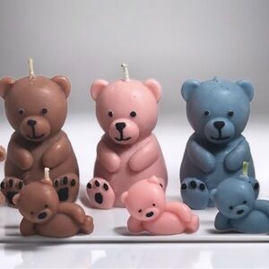 Adorable Bear Shaped Candles Set - Multicolor